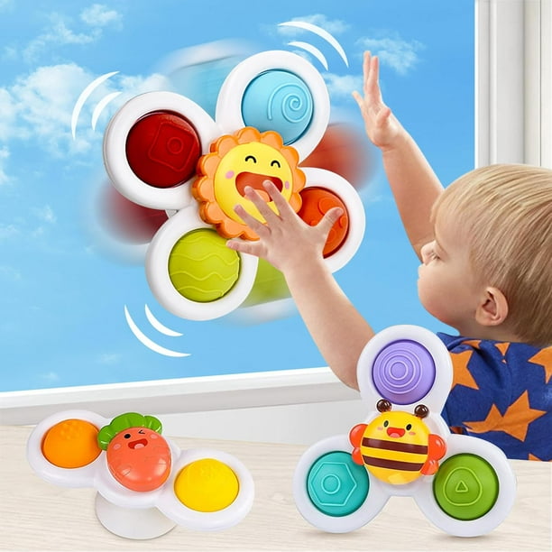 Juguetes Giratorios, 3 Piezas De Juguetes Sensoriales con Ventosas, Juguetes De Baño para Jugar, Aliviar El Estrés, Regalos para Niños Y Niñas