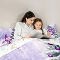 thumbnail image 4 of Manfei Cartoon Purple Snowman Bedding Comforter Set 7pcs for Child, Kawaii Xmas Tree Queen Bedding Sets, Christmas Snowflake Print Reversible Queen Sheet Sets, Lightweight Room Decor, 4 of 7