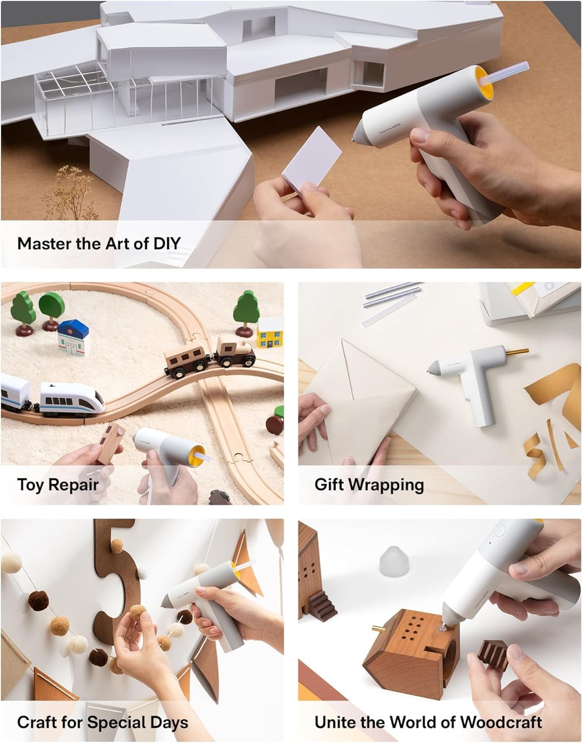 HOTO Cordless Auto-Dispensing Hot Glue Gun Kit, 30s Fast Preheat, 3000mAh Usb-C Rechargeable, Anti-Scald, 40 Glue Sticks for Diy Crafts, Arts & Home Repairs