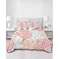 thumbnail image 2 of Quilts Twin Size Bedding Set, Red Orange Grey Coral Coastal Lightweight Quilted Comforter, Summer Beach Seaside Nautical Reversible Bedspread Coverlet with Pillow Covers for All Season, 68" x 86", 2 of 7