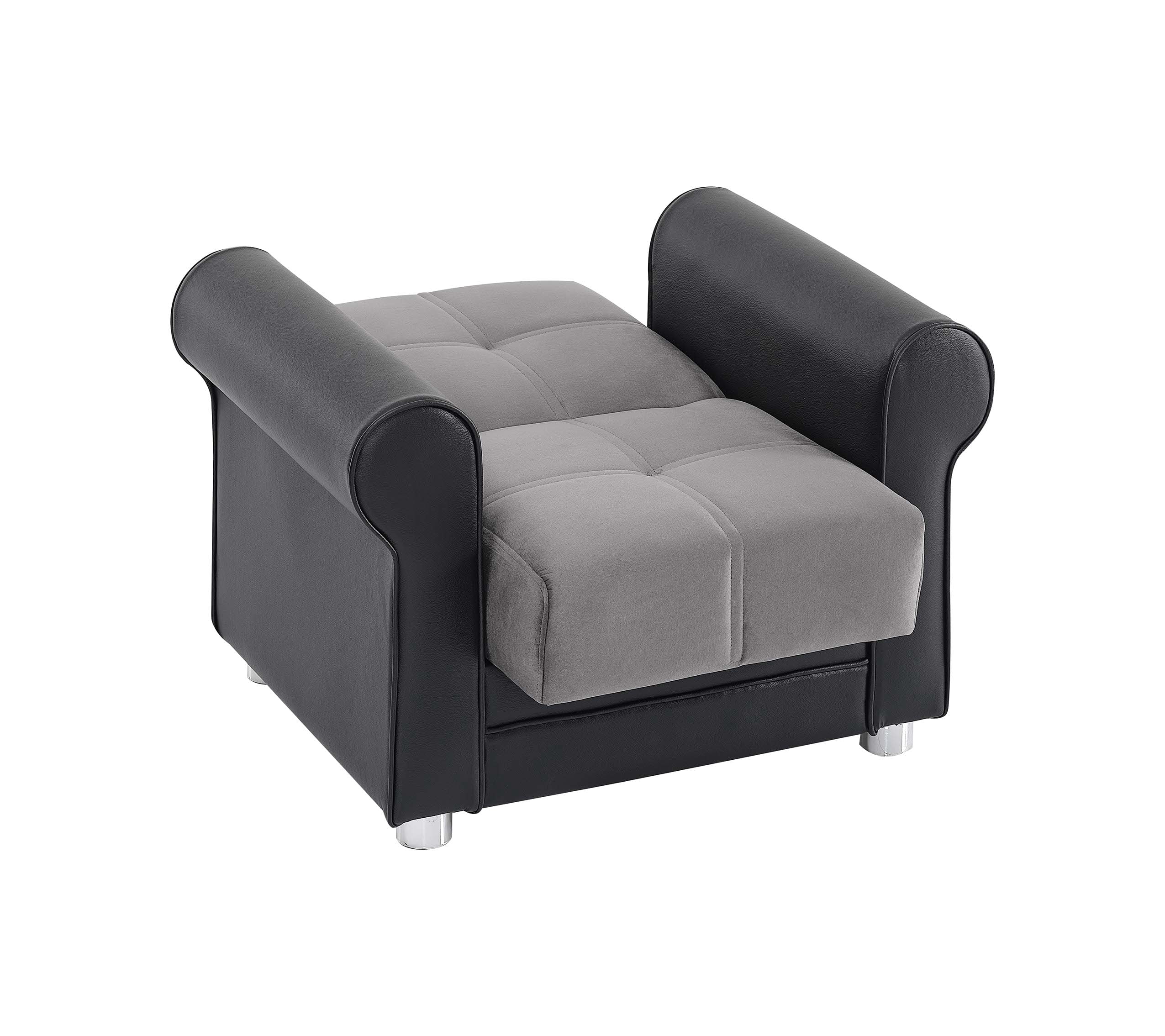 Ottomanson Convertible Accent Armchair with Hidden Storage, Firm Comfort Seating, Gray