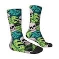 thumbnail image 2 of Goofa Skull and Palm Leaves Printed Men's Crew Socks, Soft Durable Breathable Moisture-Wicking with Odor Control Cotton socks, 2 of 9