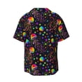 thumbnail image 6 of Lsque Rainbow Jellyfishes print Men's Cuban Collar Short Sleeve Shirt Summer Beachwear Casual Button Down Fashionable Vacation Leisure Shirt-X-Large, 6 of 7