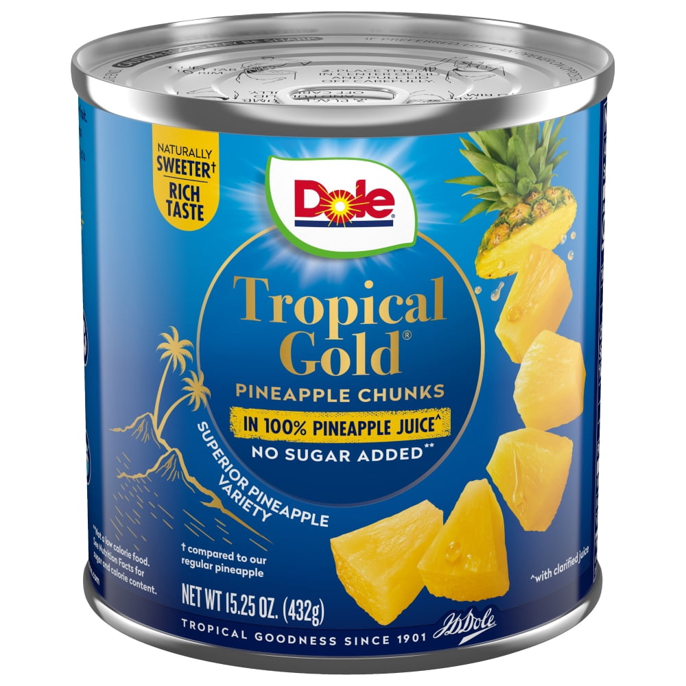 Dole Canned Tropical Gold Pineapple Chunks in 100% Pineapple Juice 15.25 oz - 5 Pack