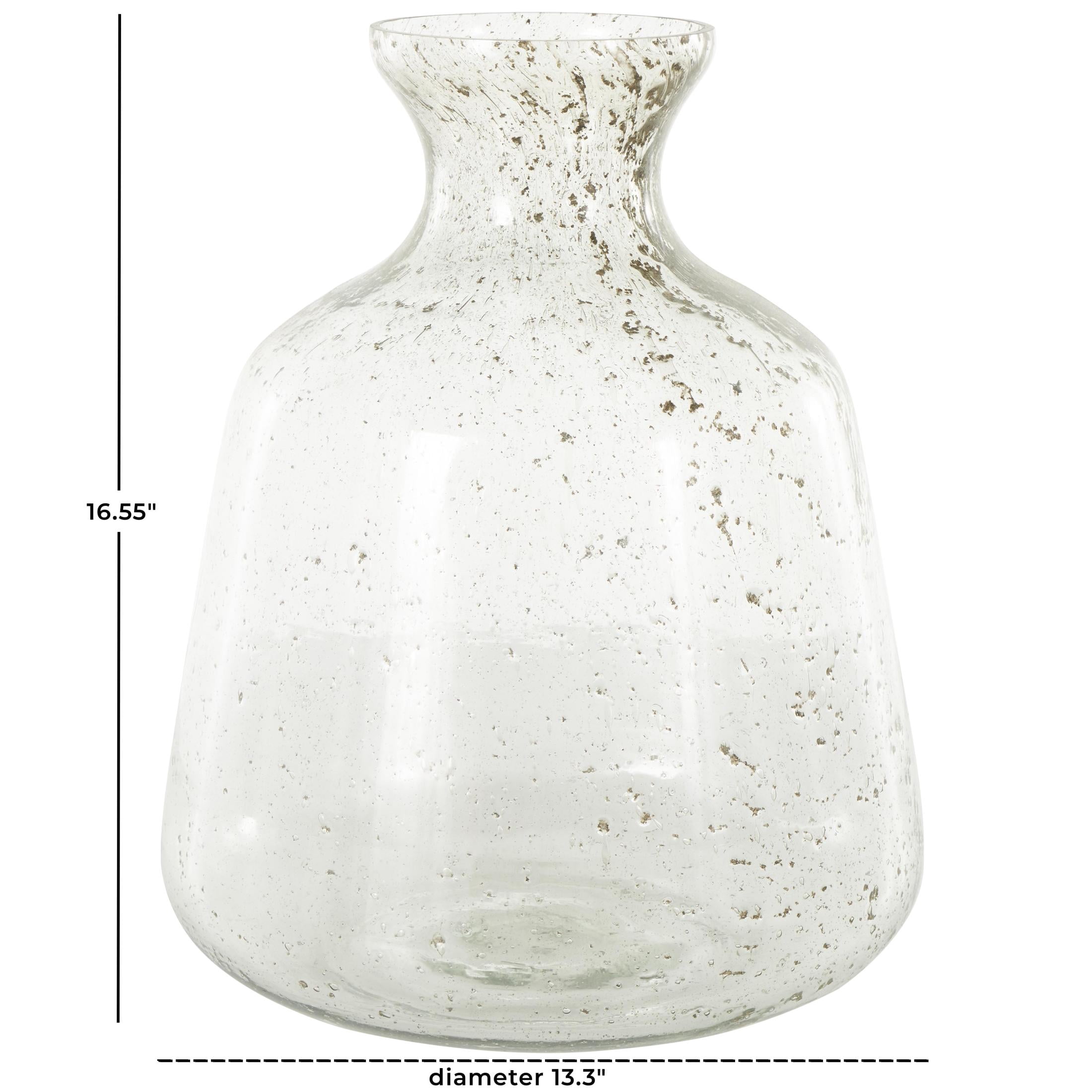 DecMode 17" Speckled Glass Vase with Brown Accents