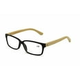 thumbnail image 2 of Vision World Genuine Bamboo Rectangular Reading Glasses Men Women Readers (Black, +1.75), 2 of 4