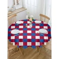 thumbnail image 2 of Round Tablecloth Abstract Modern Waterproof Oil Proof Polyester Table Cloth Cover Decor for Home Dining Outdoor,Patio,Parties, 54" Dia. 4th of July Flag Checkered Red Navy Blue White, 2 of 9