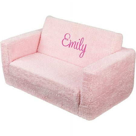 KidKraft - Personalized Pink Chenille Lil' Lounger, Pink Script Font Girl's Name