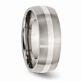 thumbnail image 4 of Titanium 925 Sterling Silver Inlay 8mm Brushed Band Size: 13; for Adults and Teens; for Women and Men, 4 of 6