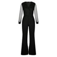 thumbnail image 5 of Henpk Jumpsuits For Women Dressy Plus Size Clearance Summer Womens Jumpsuits And Rompers Women'S Solid V-Neck Mesh Sequins Gold Powder Long Sleeve Jumpsuits Rompers Black XXL, 5 of 9
