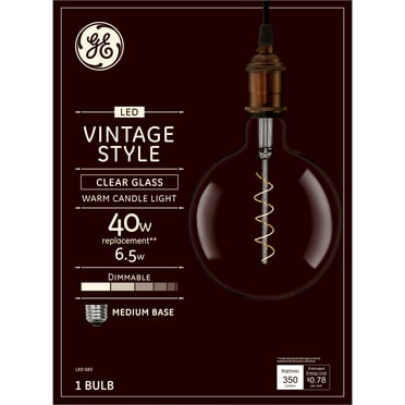 GE Vintage Style LED Light Bulbs, 40 Watt, G63 Globe Bulb, Medium Base