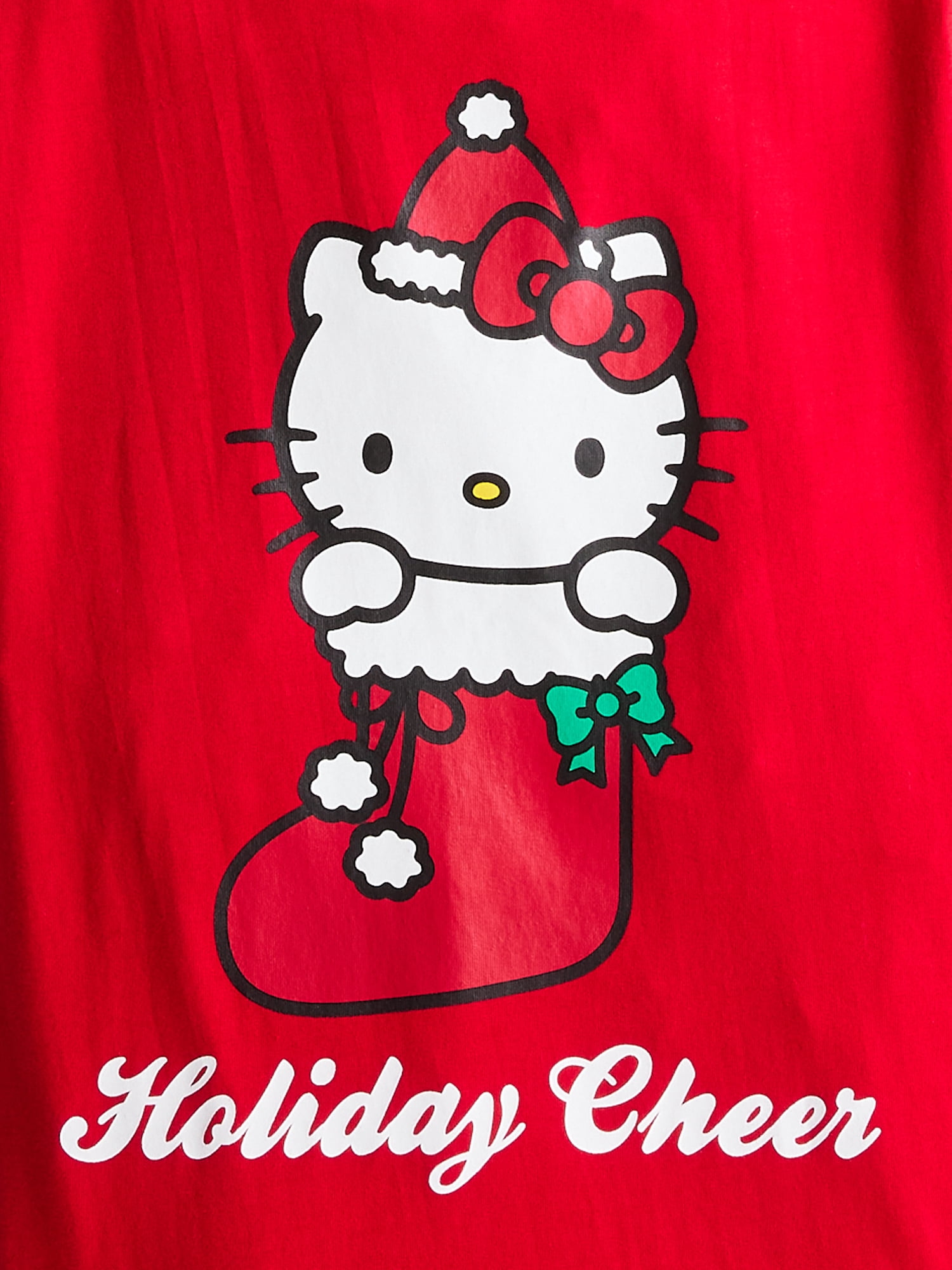 Hello Kitty Girls' Christmas Graphic Tee with Short Sleeves, Sizes 4-16