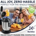 thumbnail image 5 of Eurolux Premium Electric Orange Juicer | Stainless Steel Citrus Squeezer With New Ultra-Powerful Motor and Soft Grip Handle for Effortless Juicing, Auto Shutoff, Dishwasher-safe Parts, Pulp Control, 5 of 5
