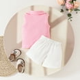 thumbnail image 5 of Hinvhai Toddler Girls Fall Outfits Ribbed Knit Sleeveless Sweater Tops Pleated Mini Skirt Sets Cute Girls Winter Clothes Pink 3-4Years, 5 of 9