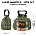 thumbnail image 5 of Green and Black Checkered Pattern Drawstring Insulated Lunch Bag for Women, Stain-Resistant Large Lunch Tote with Multi-Pockets for Work Office, 5 of 6