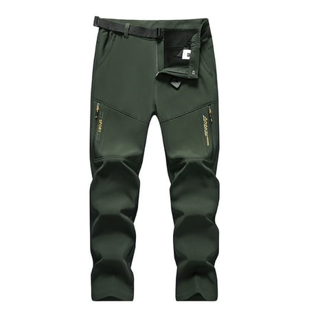 Tuphregyow Hiking and Skiing Men s Winter Pants - Fleece Lined Waterproof Snow Pants with Pockets Soft Cargo Pants Army Green M