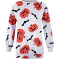 thumbnail image 3 of Chandail en Molleton Citrouille Chat pour Femmes Halloween Col Rond Pull Manches Longues Hauts Décontractés Amples, 3 of 5