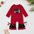 thumbnail image 2 of Newborn Baby Girl Football Outfit Game Day Rugby Long Sleeve Romper Ruffle Jumpsuit Infant Fall Winter Clothes, 2 of 7