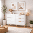 thumbnail image 2 of Farmhouse 6-Drawer Dresser, Rustic Wooden Chest of Drawers with Metal Handles, Wide Storage Dresser TV Stand for Bedroom, Antique Gray, 2 of 7