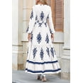 thumbnail image 4 of PRETTYGARDEN Women's Fall Wedding Guest Dresses Boho Floral Long Sleeve V Neck Flowy Elegant Maxi Dress Beach Clothes, 4 of 6