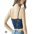 thumbnail image 3 of Luxtrada Womens Sexy Lace Floral Half Camisole Padded Bra Sexy Spaghetti Strap Bra Top V-Neck Bustier Crop Top (Blue,L), 3 of 7
