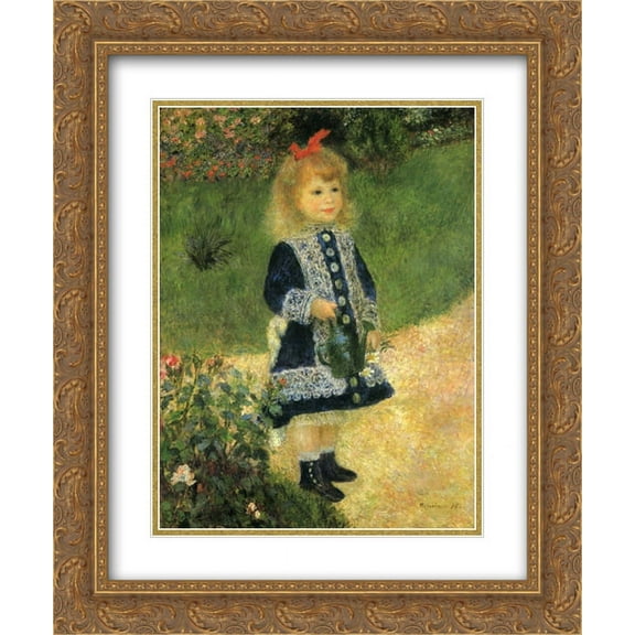 Pierre Auguste Renoir 2x Matted 20x24 Gold Ornate Framed Art Print 'A Girl with a Watering Can'