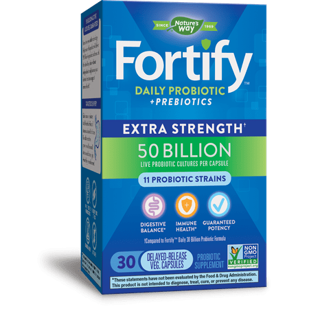 Fortify Extra Strength Daily Probiotic, 50 Billion Live Cultures, 30 (Best Yogurt With Live Probiotics)