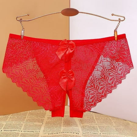 Women s Thongs Low Rise Lace Panty Cut out Mesh Lingerie Crotchless Panties Sexy Clothes for Women