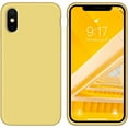 thumbnail image 1 of DEBGFS PEACNNG-Case for iphone X 5.8 inch Liquid Silicone Gel Rubber Phone Case,Full Body Slim Soft Microfiber Lining Cushion Shockproof Protective Case Compatible with Phone X,Yellow, 1 of 5