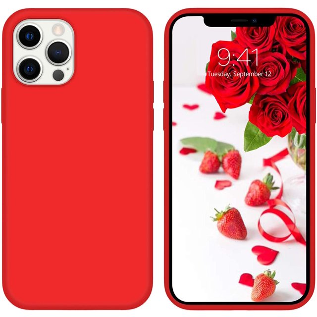 IBAOLEA Compatible for iPhone 12 Pro Max Case 6.7" 5G Liquid Silicone Soft Gel Rubber Slim Thin Microfiber Lining Cushion Texture Cover Protective Phone Cases for iPhone 12 Pro Max 2020 Red