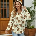 thumbnail image 3 of DISNIMO Hedgehog Cherry Printed Sweatshirts for Women Long Sleeve Hoodies Waffle Pullover Tops Lightweight Shirt for Fall Winter, XL, 3 of 7