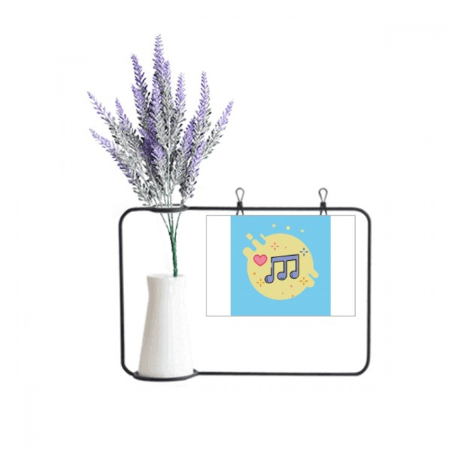 Adorable marca musical de Menon. Tarjeta de jarrón de lavanda artificial