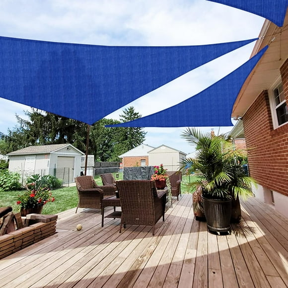 Patio Paradise 9' x 9' x 9' Sun Shade Sail Triangle Canopy, Permeable Shade Cloth Fabric Sunlight Block Patio Cover HDPE Deck Awning for Outdoor Backyard Pergolas Roof Shading, Blue