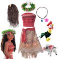 thumbnail image 2 of Moana Dress Kids Cosplay Girls Clothes Princess Vaiana Dress Children Birthday Party Costume With Necklace Pet Pig Chick Sets, 2 of 5