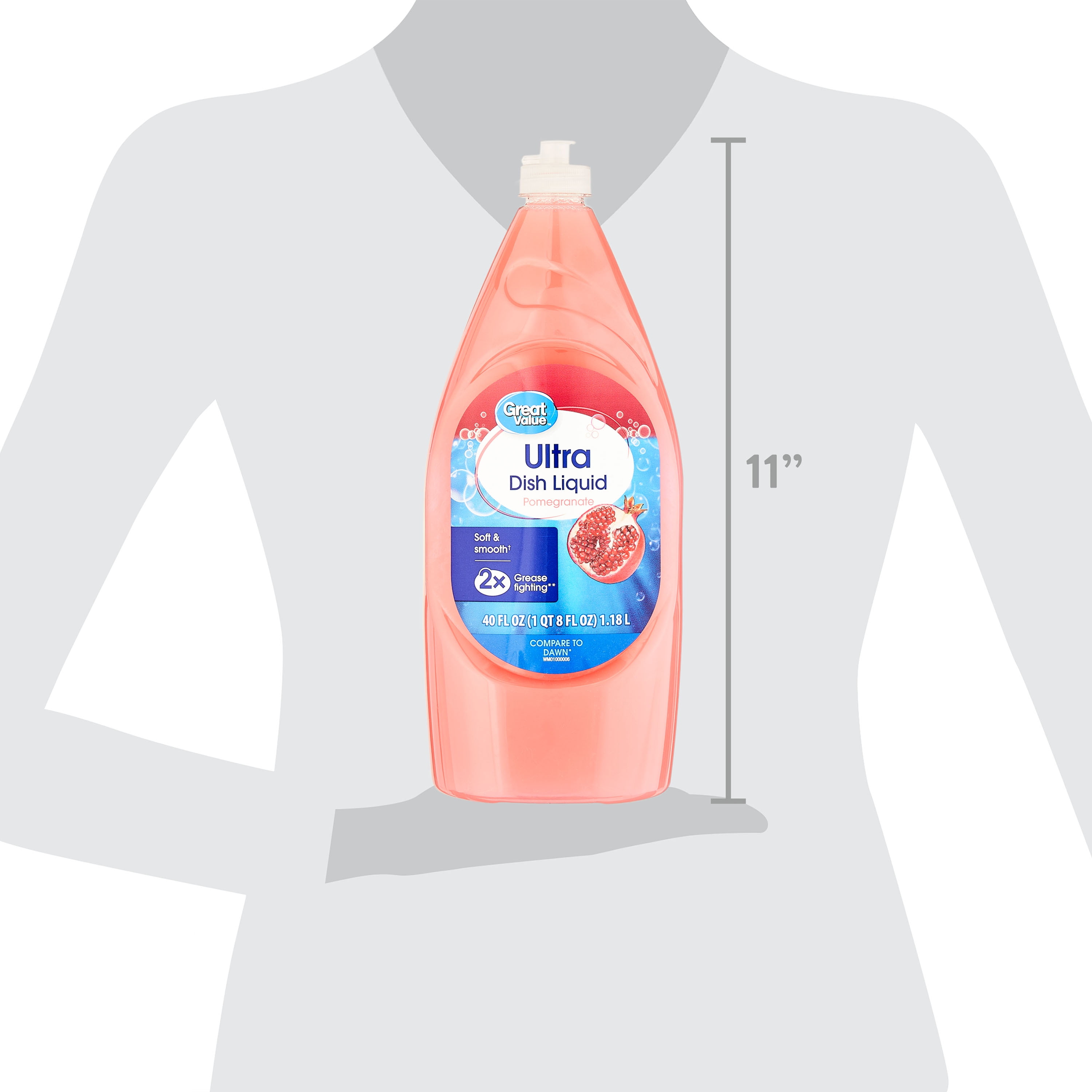 (3 pack) Great Value Soft & Smooth Ultra Dish Liquid, Pomegranate, 40 fl oz