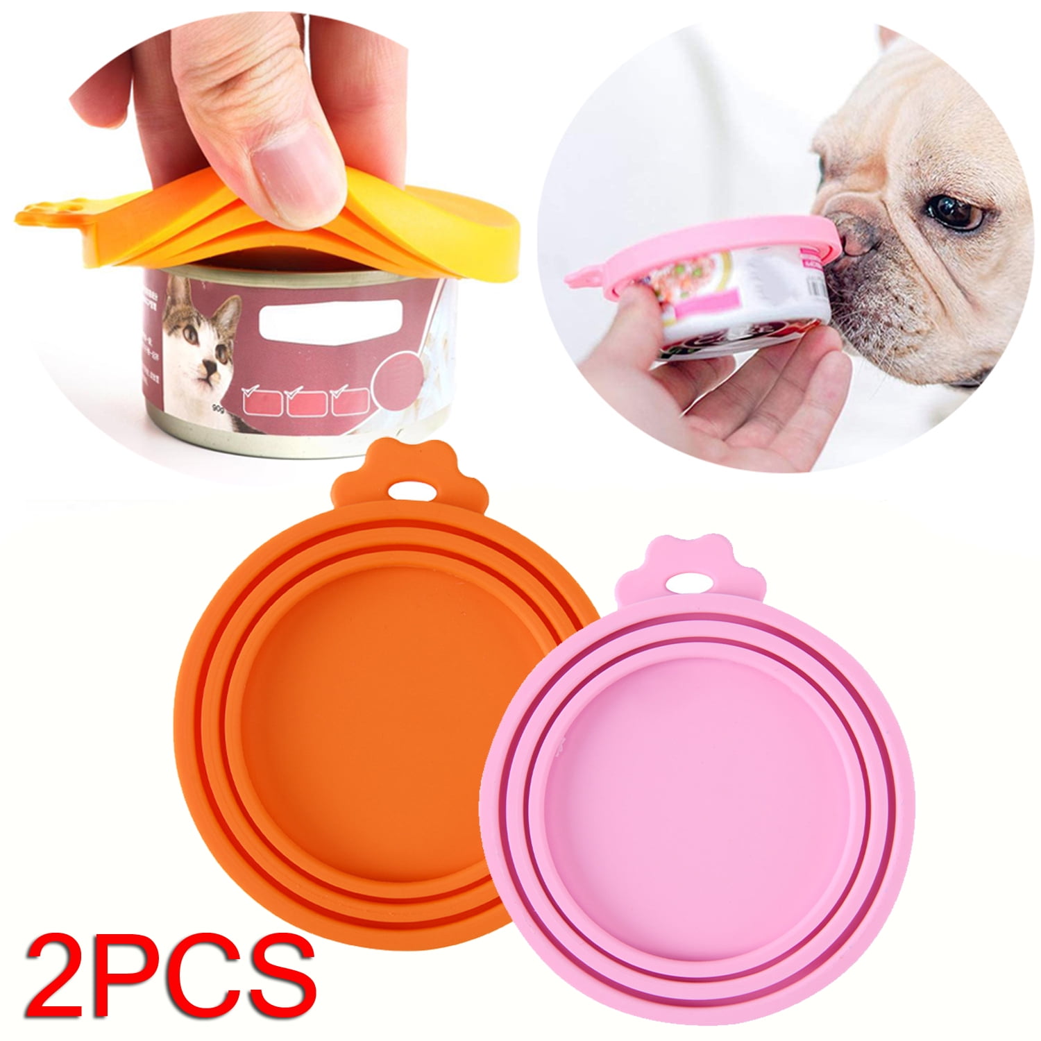 Pet Food Can Cover Lids, 2 Pack Universal Dog Cat Silicone Can Lids