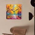 thumbnail image 4 of 16 Inch Wall Clock Battery Operated Square Clock Decorative for Office, Kitchen, Outdoor, Living Room，Autumn Tree Lovely Pictures, 4 of 4