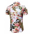 thumbnail image 4 of Camisas Para Hombre Slim Fit Slim Cardigan Casual Print Youth Men's Short Sleeve Fit Shirt Lapel Fashion Men Shirts (White, 4XL), 4 of 4