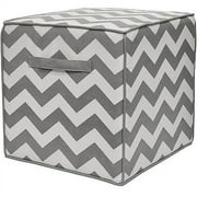 Urban Shop Square Pouf Ottoman, Gray Chevron