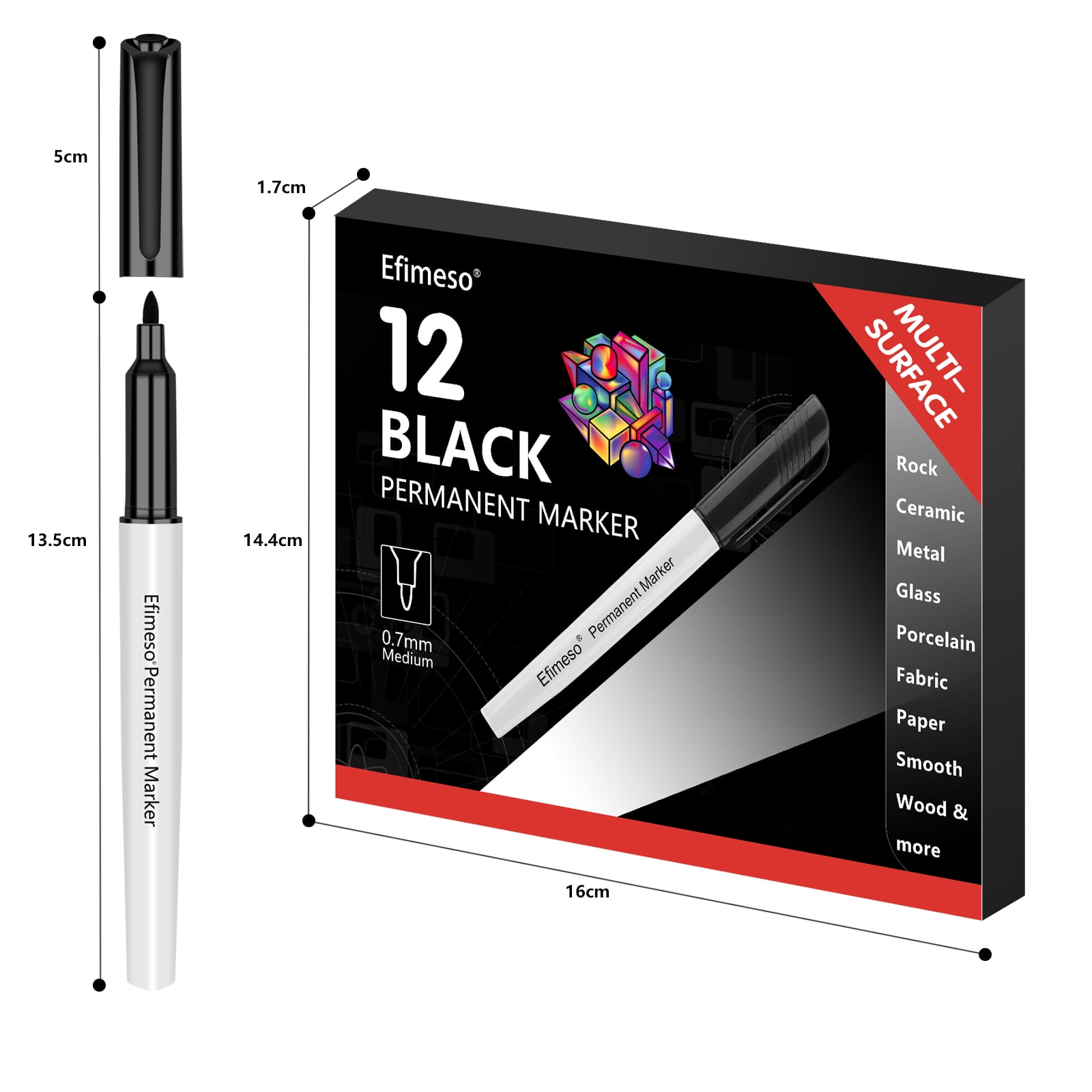 Permanent Black Marker Pen, 28 Pack, 0.7MM Medium Point, Suitable for Adult  Coloring, Kids Doodling, Drawing, Writing 