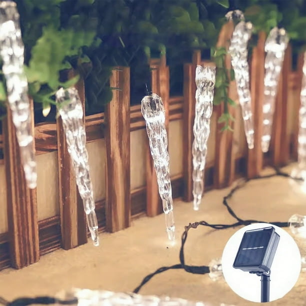 Guirnalda de Luces Solares Navideñas con Forma de Carámbano | 7 M, Multicolor, 30 Luces Led | Decoración Exterior con Energía Solar para Navidad | Material Plástico | 7 M de Longitud | Sensor Automát