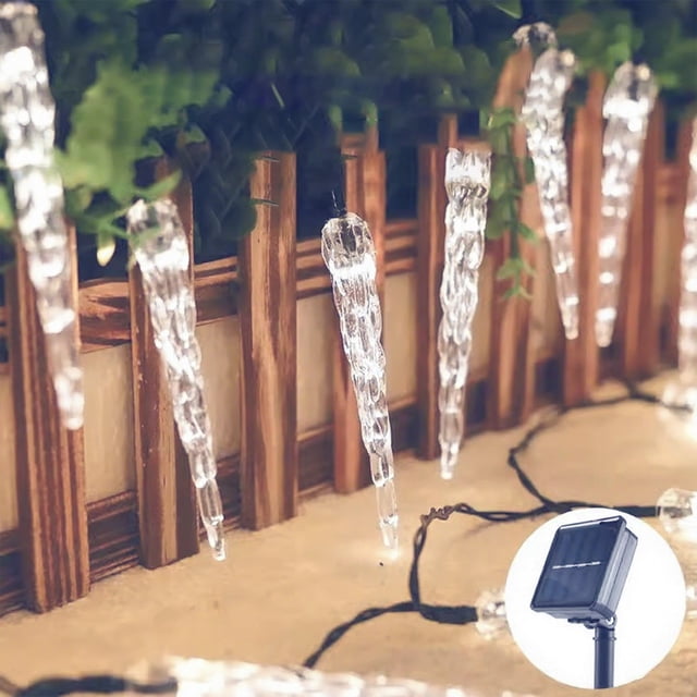Guirnalda de Luces Solares Navideñas con Forma de Carámbano | 7 M, Multicolor, 30 Luces Led | Decoración Exterior con Energía Solar para Navidad | Material Plástico | 7 M de Longitud | Sensor Automát