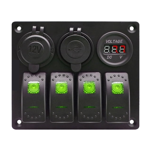 Marine Switch Panel IP65 Waterproof - 4 Gang Boat Switch Panel ,Easy to Install