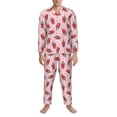 thumbnail image 3 of Fuzoiu Watermelon Ice Cream Print Men's Long-Sleeved Pajama,Lounge Button Down Nightwear,Mens Notch Collar Pajama Set -X-Large, 3 of 7