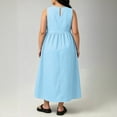 thumbnail image 6 of Elvqul Dresses for Women Elbow-Length Crewneck Womens Dresses Plus Size Solid Pullover Long Dresses Chic, 6 of 8