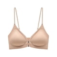 thumbnail image 3 of Seamless Front Closure Strappy Push Up Bra for Daily Wear and Occasions Across Seasons Versatile Everyday Underwear for Home and Casual Outfits, Khaki, L, 3 of 8