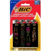 BIC Maxi Pocket Lighters, Unique Lighters in Assorted Designs, 4 Count Lighter Pack