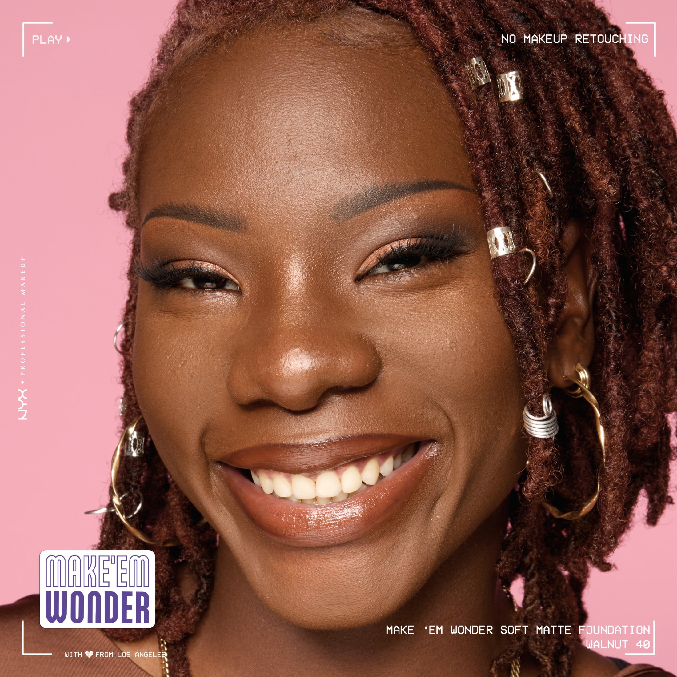 NYX Professional Makeup Make Me Wonder Make 'EM Wonder, 24H Soft Matte Foundation, WALNUT, 0.84 fl oz