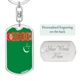 thumbnail image 2 of Turkmenistan Flag Swivel Keychain Dog Tag Stainless Steel or 18k Gold, 2 of 8