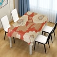 thumbnail image 2 of WOBOGO White Flowers Orange Pattern Square Tablecloth 54×54in Polyester Fabric Tablecloth Washable Dust Resistant Wrinkle Resistant, 2 of 9